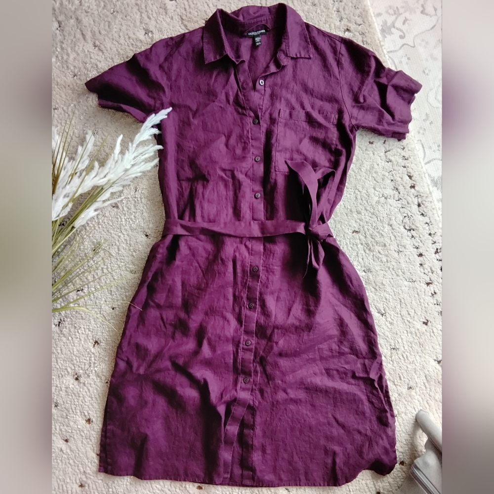 Eileen Fisher Linen Classic Collar Shirt Dress